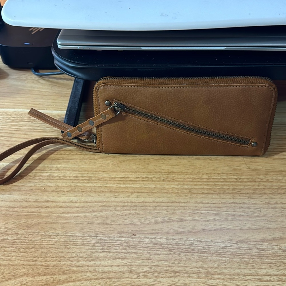 Free People leather vegan wristlet wallet